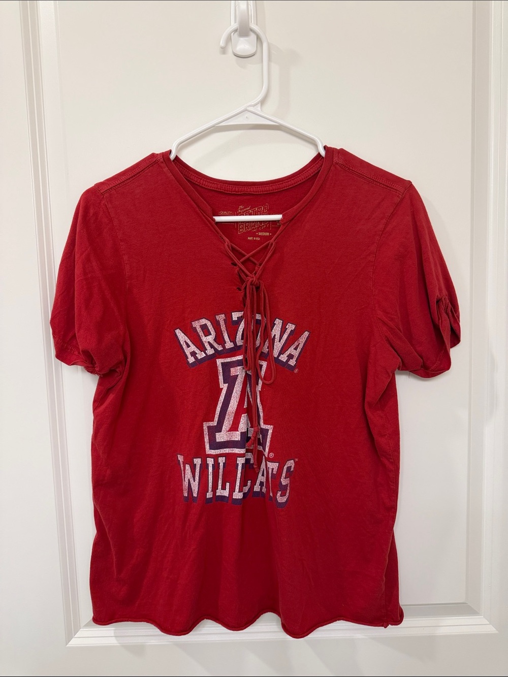 Retro Brand Arizona Wildcats Lace-Up Tee in Red Size Medium